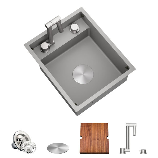 MENSARJOR RV Kitchen Sink, 15 x 18 x 7 Inch Undermount Bar Sink